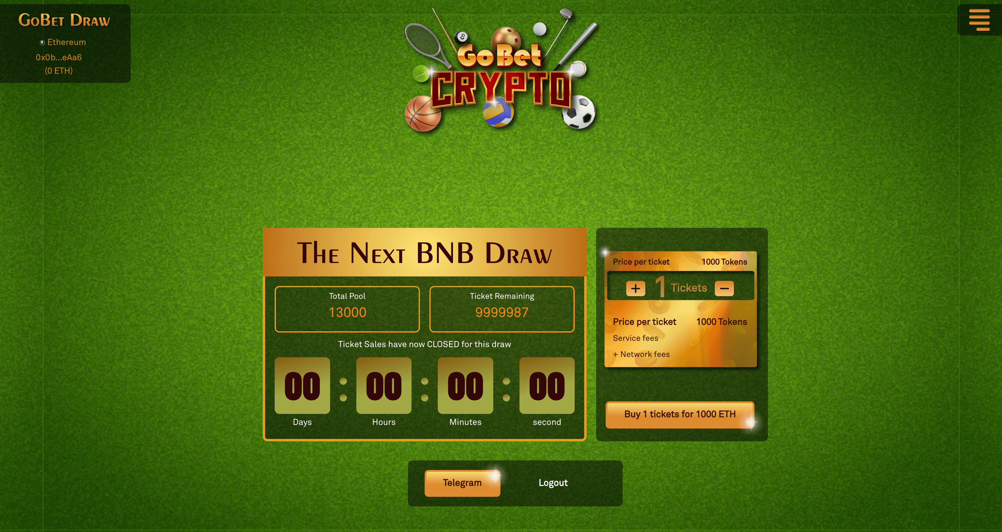 Gobet Lottery project screenshot